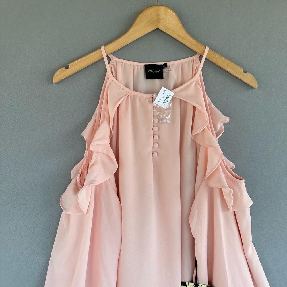 Flirty & Feminine Cold Shoulder Pink Blouse - Picture 2 of 8